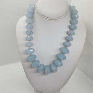 New York And Co Chunky Frosty Blue Graduated Bead‎ Necklace